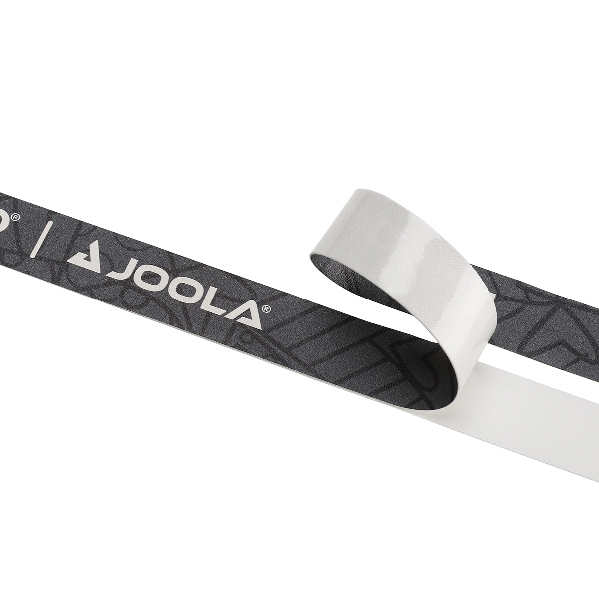 White background Image, Product image showing the underside adhesive strip of the JOOLA X BRITTO Edge Guard Tape.