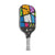 White Background Image: JOOLA x BRITTO paddle, grey handle, colorful paddle face in BRITTO art style.