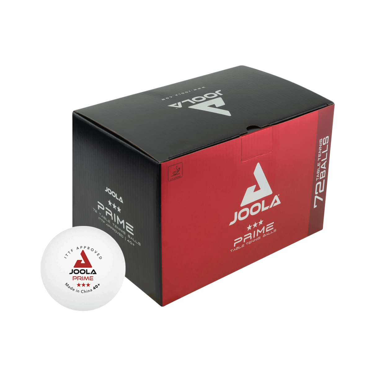 Product image of a box of 72 JOOLA Prime ABS Table Tennis Balls. #White