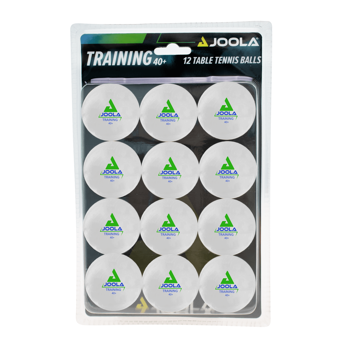 White Background Image: Product image of package of twelve JOOLA Advanced Training ABS 3-Star Table Tennis Balls. #White