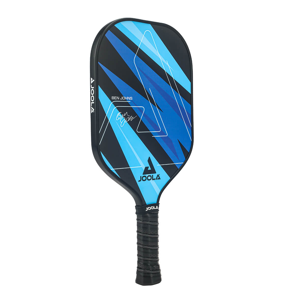 Product photo showing the JOOLA Ben Johns Blue Lightning Pickleball Paddle from an angle