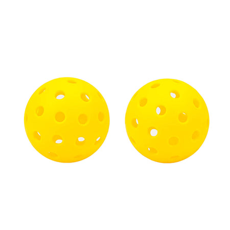 Product photo showing the two yellow pickleballs included in the JOOLA Ben Johns Blue Lightning Set