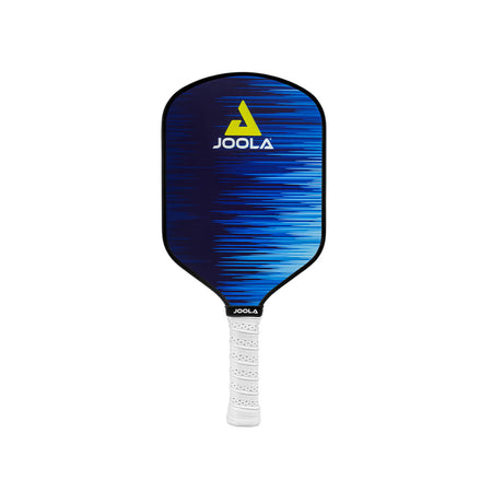 White Background Image: Straight on view of the Ben Johns Hyperion CAS 16 mm pickleball paddle, blue and black paddle face. #hyperion