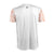 White Background Image: Backside of the Ben Johns Trigon Tee Shirt white and orange. #Orange