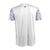 White Background Image: Backside of the Ben Johns Trigon Tee Shirt white and purple. #Purple