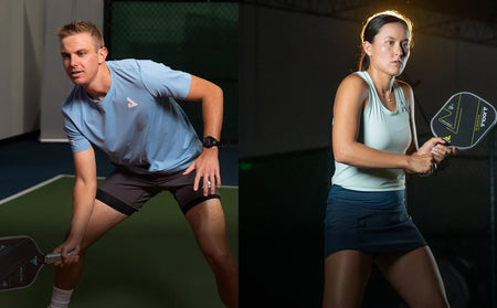 Image of Collin Johns and Anna Bright playing pickleball.