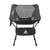 White Background Image: Black JOOLA Compact Portable Chair with mesh back panel, white JOOLA logo on inner left, foldable legs, and attached storage bag with white JOOLA stacked logo.