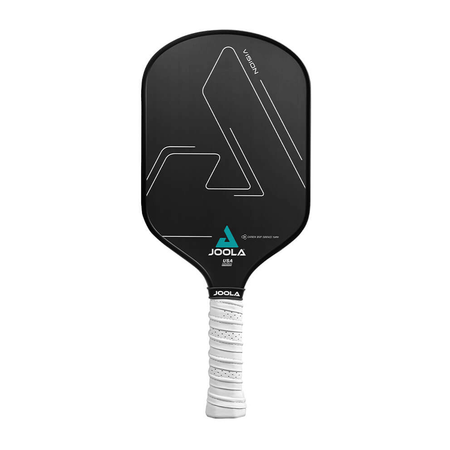 White Background Image: Product image of the JOOLA Vision CGS 16 mm Pickleball Paddle. Black paddle surface.