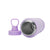 Product image of the purple JOOLA Water Bottle on its side with the cap off and to the side. Stainless steel inside of bottle visible.